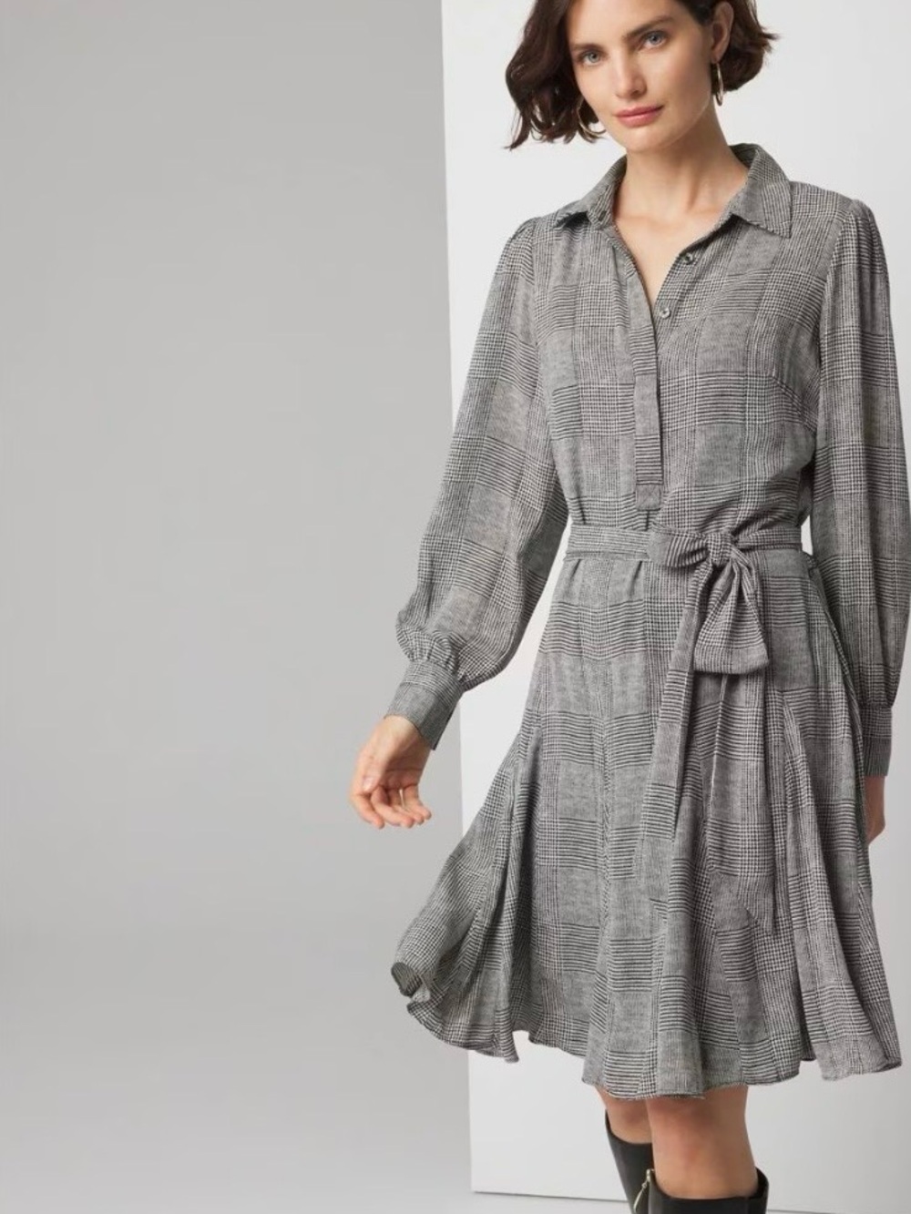 WHBM Houndstooth Shirt Dress Womens Size 6 NWT